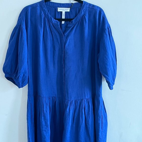 NEW - APIECE APART Linen Mini Dress in Lapis Blue Blue Size 4 - Picture 4 of 7